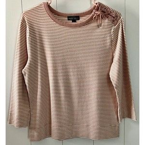 LRL Lauren Jeans Co. Ralph Lauren Pink Striped Tie Shoulder L/S Shirt Size Large